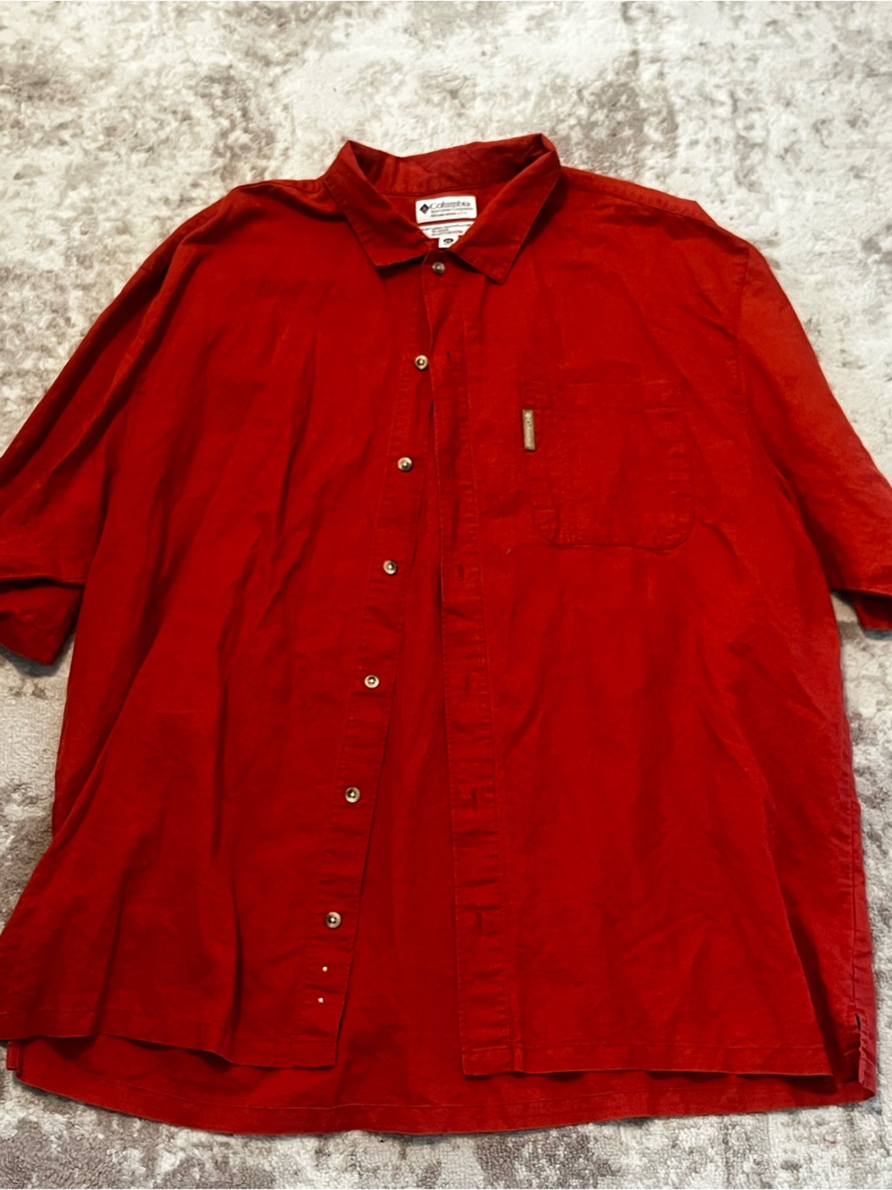 Columbia Mens XXL Rust Red Short Sleeve Button Down Shirt Ramie Cotton